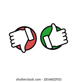 Like and unlike dislike symbol. yes or no symbol. Vector illustration. Stock vector illustration isolated on white background.
