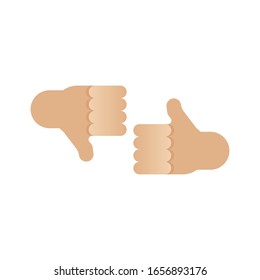 Like and Unlike Hand Gesture or Thumbs Up and Thumbs Down Hands of Man Vector Illustration, isolated on white background