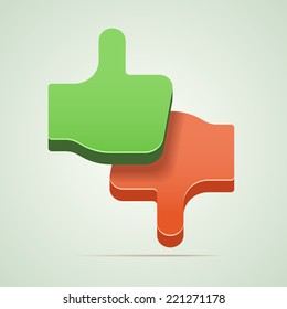 Like and unlike / thumbs up and thumbs down vector illustration.