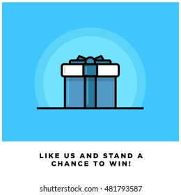 Like us and stand a chance to win! (Line Art Vector Illustration in Flat Style Quote Poster Design For Social Media)