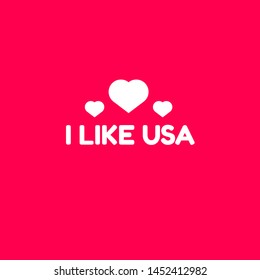 i like usa sign with hearts. red background.white text
