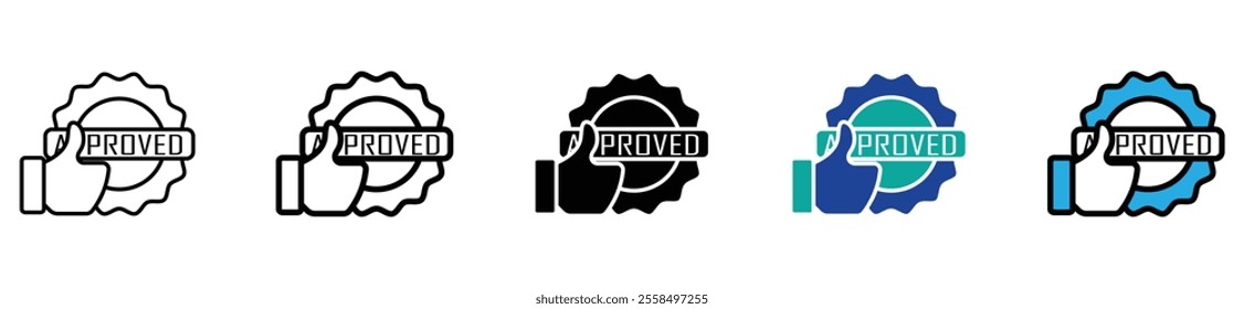 Like vector contour icons with approved. stock vector. illustration.