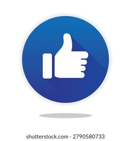 Like vector, icon. blue like symbol with shadow. hand thum like icon. Vector illustration.