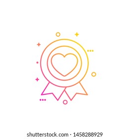 Like vector icon, line badge with heart