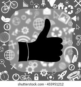 like vector icon - matte glass button on background consisting of different icons