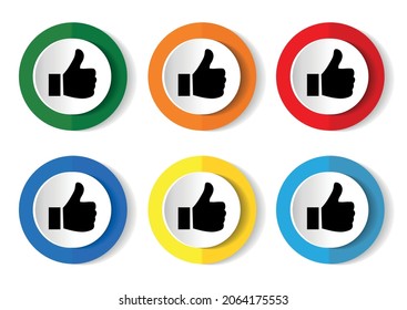 Like vector icon set, modern design, flat design illustration with web buttons in 6 colors options.