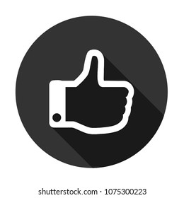 like vector icon with shadow, thumb up vector sign Round icon with shadow