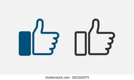 Like. Like vector icon. Thumbs up in line design. Vector illustration