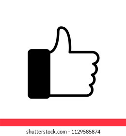 Like vector icon, thumbs up symbol. Simple, flat design for web or mobile app