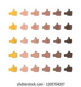 Like vector icons, positive reaction, dark skin tone, thumbs up collection