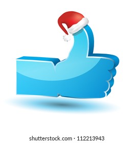 "Like" vector symbol with santa claus hat on white background