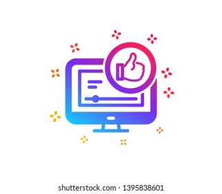 Like video icon. Thumbs up sign. Positive feedback, social media symbol. Dynamic shapes. Gradient design like video icon. Classic style. Vector