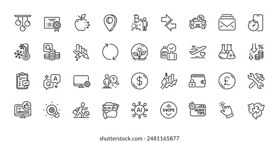 Like video, Saving electricity and Recycle line icons pack. AI, Question and Answer, Map pin icons. Deflation, Inspect, Swipe up web icon. Medical flight, Incubator, Dollar money pictogram. Vector