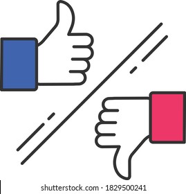 Like Vs Dislike Concept, upvote and downvote vector color icon design, Presidential elections 2020 in United States Symbol on White background