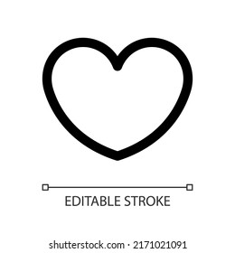Like white linear ui icon. Favourite song and video. Multimedia player interface. GUI, UX design. Outline isolated user interface element for app and web. Editable stroke. Arial font used