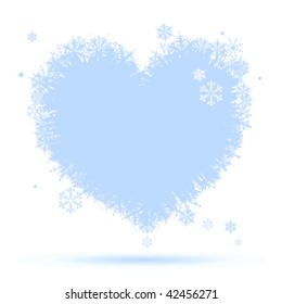 I like winter! Heart shape of snowflakes