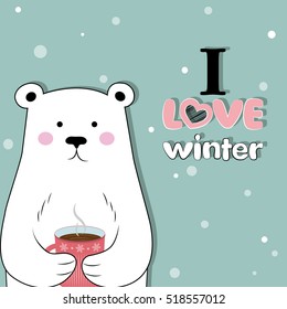 I like winter. Winter time. Vector illustration. Postcard Happy winter.