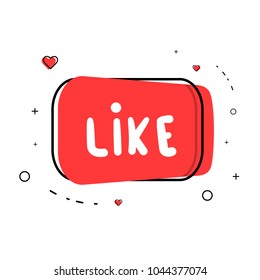 Like word. Element for graphic design - blog, social media, banner, poster, flyer, card, tag.  Vector illustration.