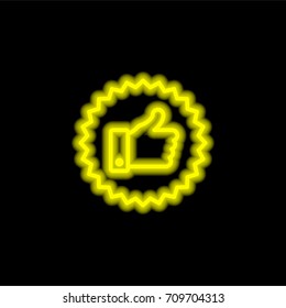 Like yellow glowing neon ui ux icon. Glowing sign logo vector