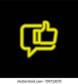 Like yellow glowing neon ui ux icon. Glowing sign logo vector