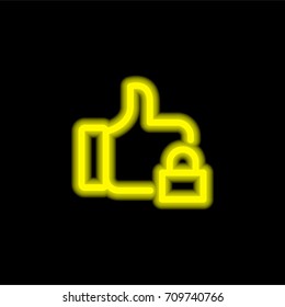 Like yellow glowing neon ui ux icon. Glowing sign logo vector