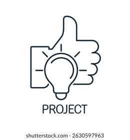 Me gustó la idea. Mejor proyecto. Ilustración de icono lineal de Vector aislado sobre fondo blanco.