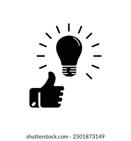 liked innovation icon, best idea, recommend, easy finger snap, positive feedback or recommend, creativity solution, flat vector illustration