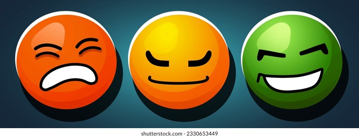 Likert scale. Rating scale or pain scale. Vector clipart isolated on blue background.