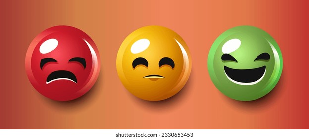 Likert scale. Rating scale or pain scale. Vector clipart isolated on brown background.