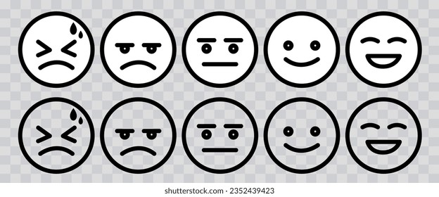 Likert scale. Rating scale or pain scale. Vector clipart isolated on transparent background.