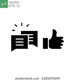 likes with comment icon solid symbol. thumb gesture for give like or positive feedback and bubble chat for write message in social media app. Vector illustration. Design on white background. EPS10