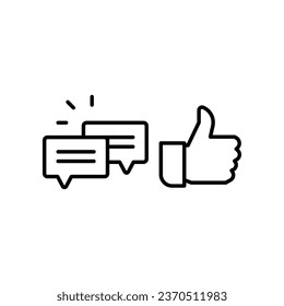 likes with comment icon solid symbol. Approve symbol in dialog forum community. social media equipment sign for give positive feedback and like. Vector illustration. Design on white background. EPS10