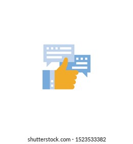 Likes with comment icon symbol. Trendy flat style isolated on white background. Symbol for the design of your website, logo, interface. Vector illustration