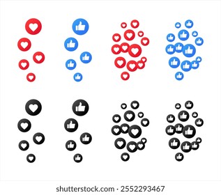 Likes. Different styles, color, social media likes. Vector 10 eps.