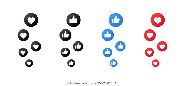 Likes. Different styles, colorful, like icons,  likes. Vector 10 eps.