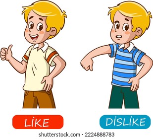 me gusta y no le gusta la ilustración vectorial de los niños