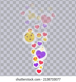 Likes flying up for stories and live streams. Colorful like and thumb icons for social media ui. Vector illlustration isolated in transparent background