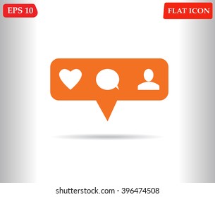 Likes, follower, comment icons set.Notification Icon on white background.Vector illustration