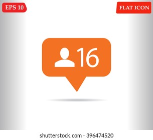 Likes, follower, comment icons set.Notification Icon on white background.Vector illustration