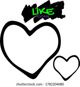 Likes. Hearts vector set silhouette isolated on white background