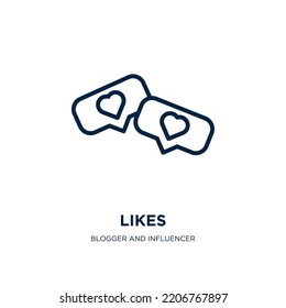 likes icon from blogger and influencer collection. Thin linear likes, like, social outline icon isolated on white background. Line vector likes sign, symbol for web and mobile
