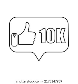me gusta icono, concepto de 10 mil me gusta, ilustración vectorial