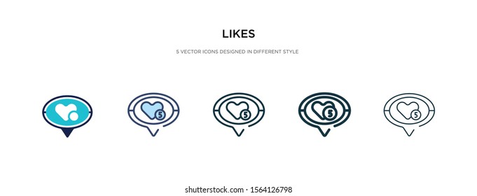 likes icon in different style vector illustration. two colored and black likes vector icons designed in filled, outline, line and stroke style can be used for web, mobile, ui