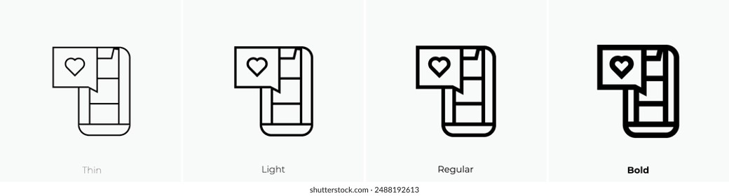 likes icon. Thin, Light Regular And Bold style design isolated on white background