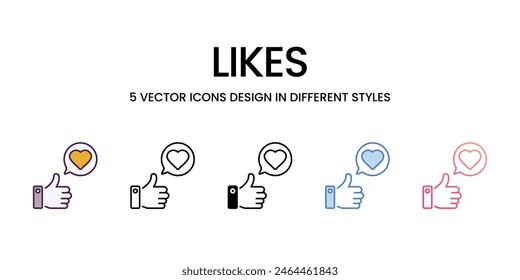Likes Icons different style vector stock illustration