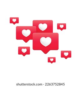 Likes notification chat bubble for social networks. Heart. Vector illustration.