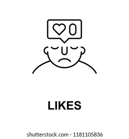 likes on mind icon. Element of human mind icon for mobile concept and web apps. Thin line likes on mind icon can be used for web and mobile