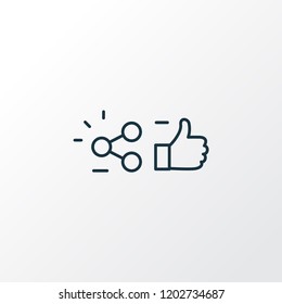 Likes with share icon line symbol. Premium quality isolated recommend element in trendy style.
