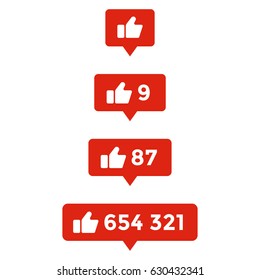 Likes symbol. Set of counter notification. Thumb icon.