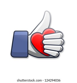 Like/Thumb Up symbol icon with heart